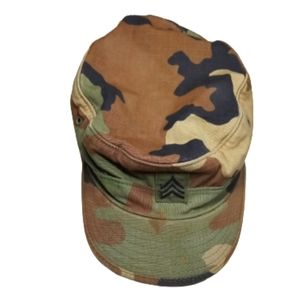 US Army Woodland Camo Hot Weather Military Hat Cap Sz 7 1/4